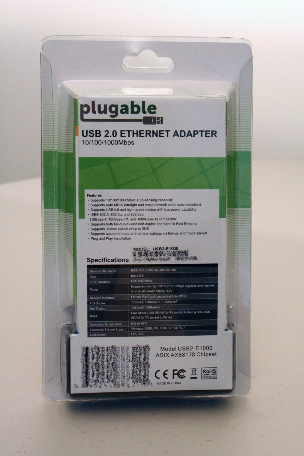 Plugable Technologies USB2-E1000 network card Ethernet
