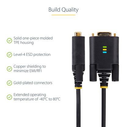 StarTech.com 1P3FFCB-USB-SERIAL serial cable Black 39.4" (1 m) USB Type-A RS-232