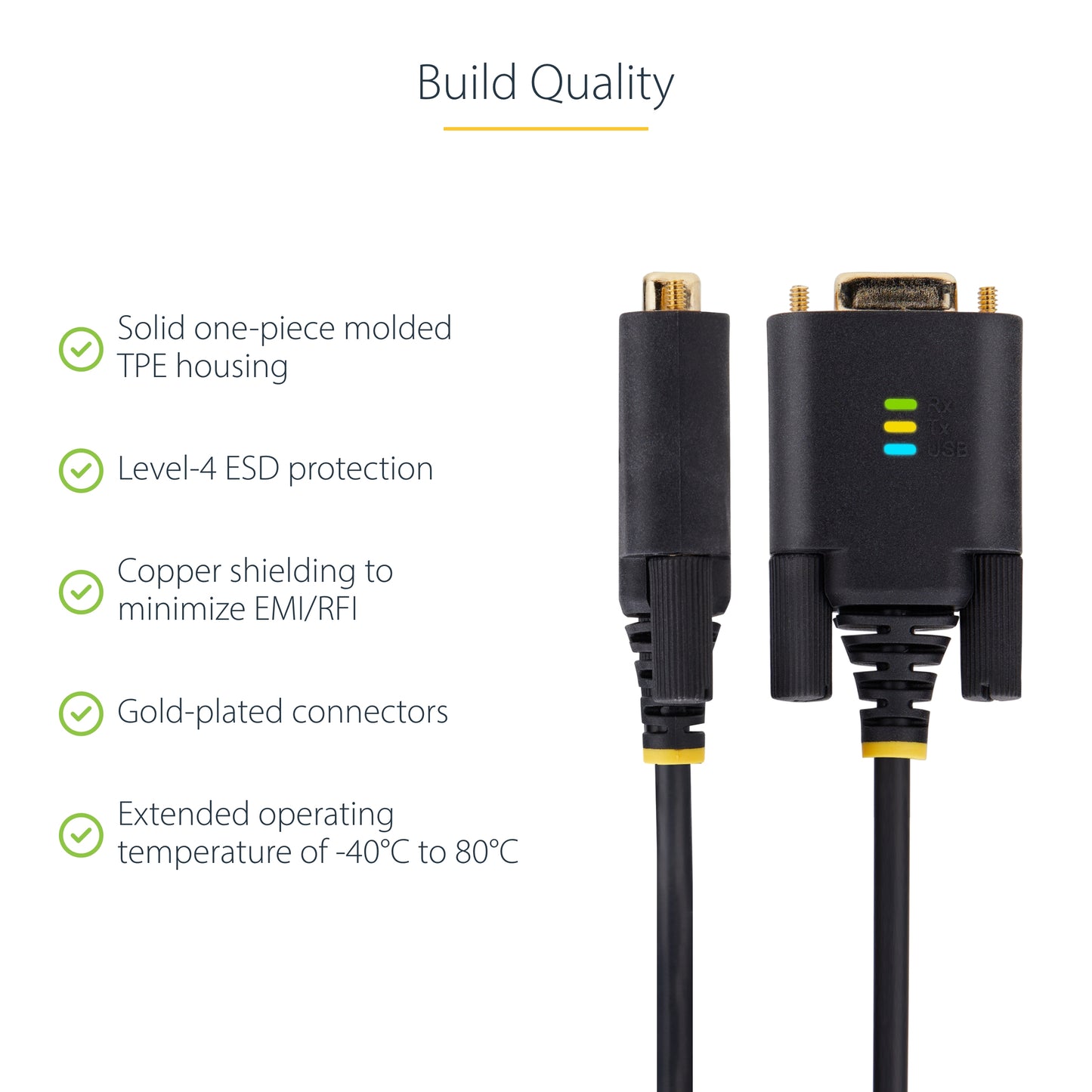 StarTech.com 1P10FFC-USB-SERIAL serial cable Black 118.1" (3 m) USB Type-A DB-9