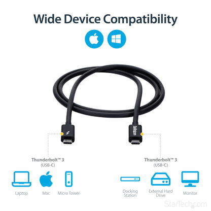 StarTech.com TBLT3MM1M Thunderbolt cable 39.4" (1 m) 20 Gbit/s Black