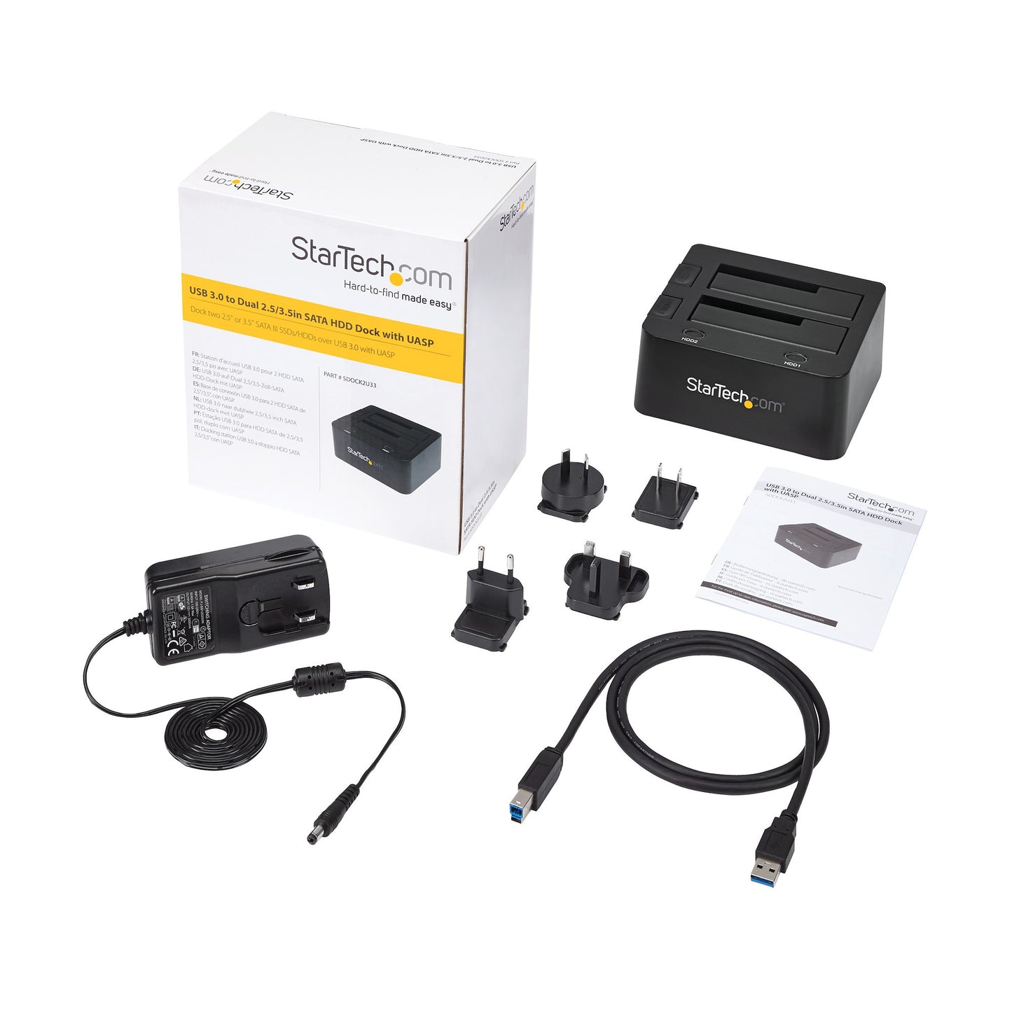 StarTech.com SDOCK2U33 storage drive docking station USB 3.2 Gen 1 (3.1 Gen 1) Type-B Black