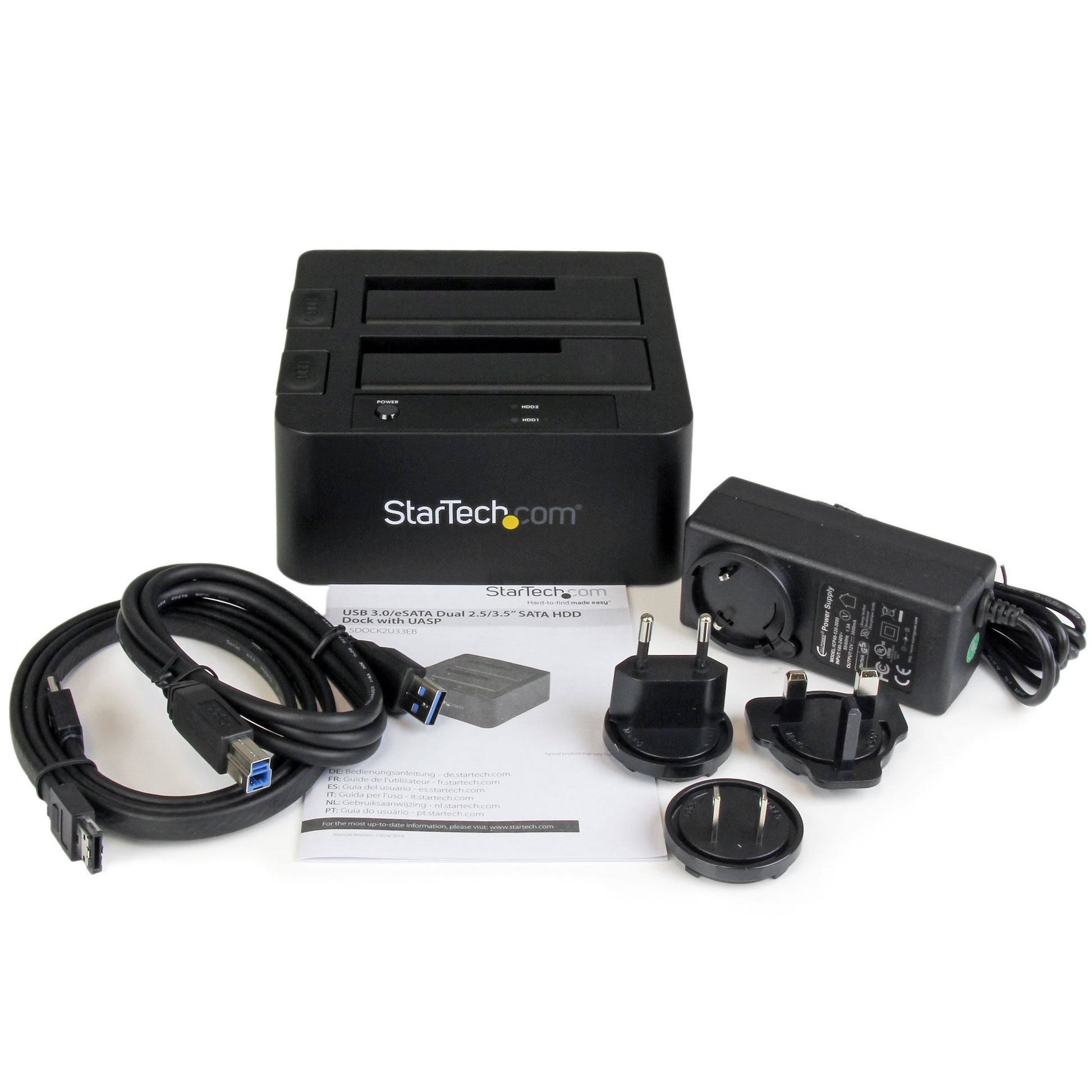 StarTech.com SDOCK2U33EB storage drive docking station USB 3.2 Gen 1 (3.1 Gen 1) Type-B Black