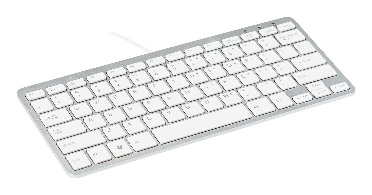 R-Go Tools Ergonomic keyboard R-Go Compact, compact keyboard, flat design, QWERTY (US), wired, white