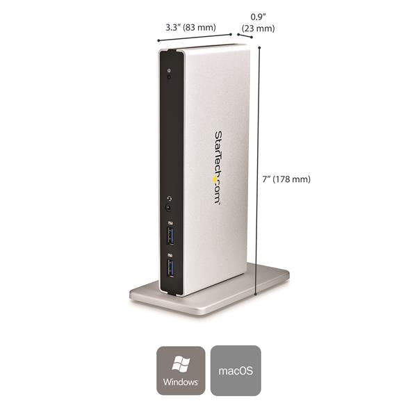StarTech.com USB3SDOCKDD laptop dock/port replicator Wired USB 3.2 Gen 1 (3.1 Gen 1) Type-B Black, Silver