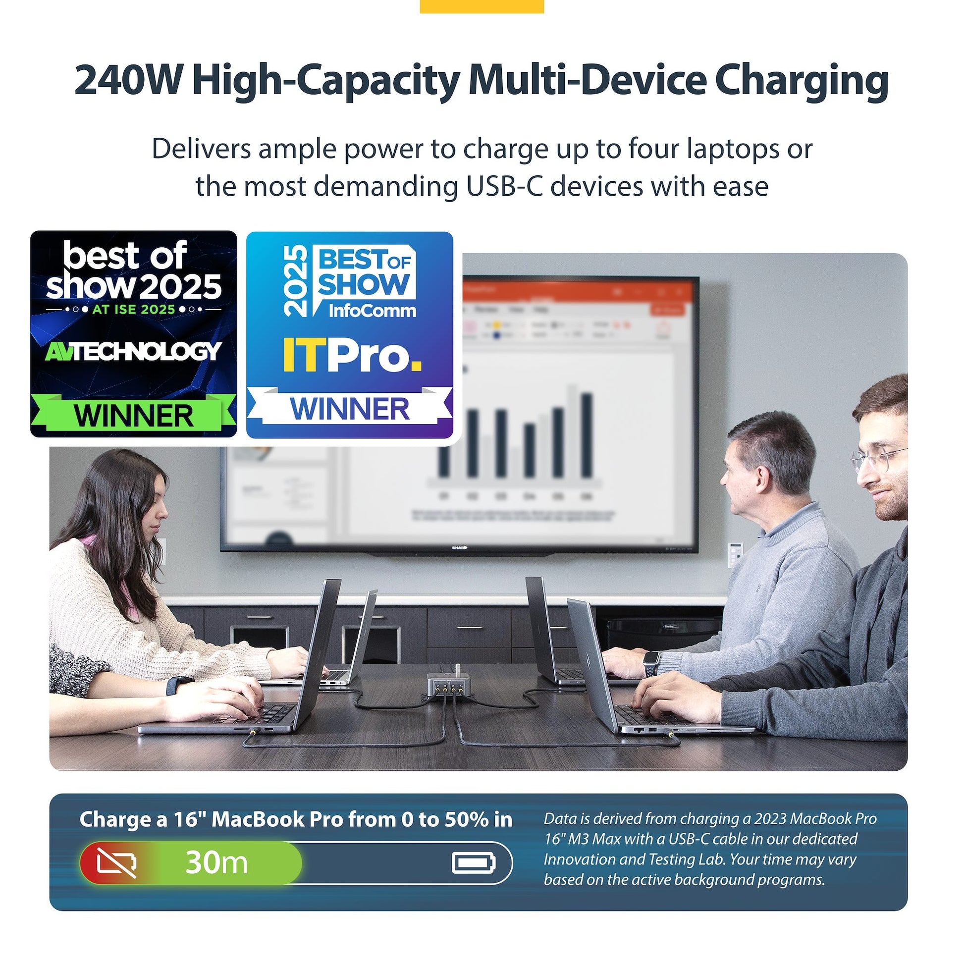 StarTech.com 424D3N-USB-C-CHARGER mobile device charger Universal Silver AC Fast charging Indoor