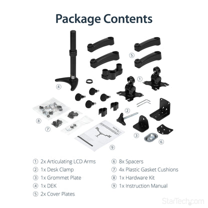 StarTech.com ARMDUAL monitor mount / stand 24" Desk Black