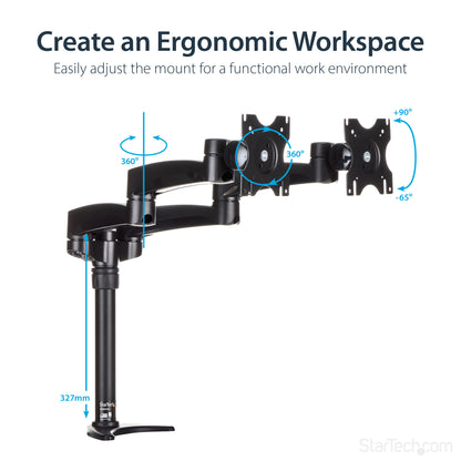 StarTech.com ARMDUAL monitor mount / stand 24" Desk Black