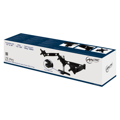 ARCTIC Z3 Pro 30" Desk Black, Stainless steel