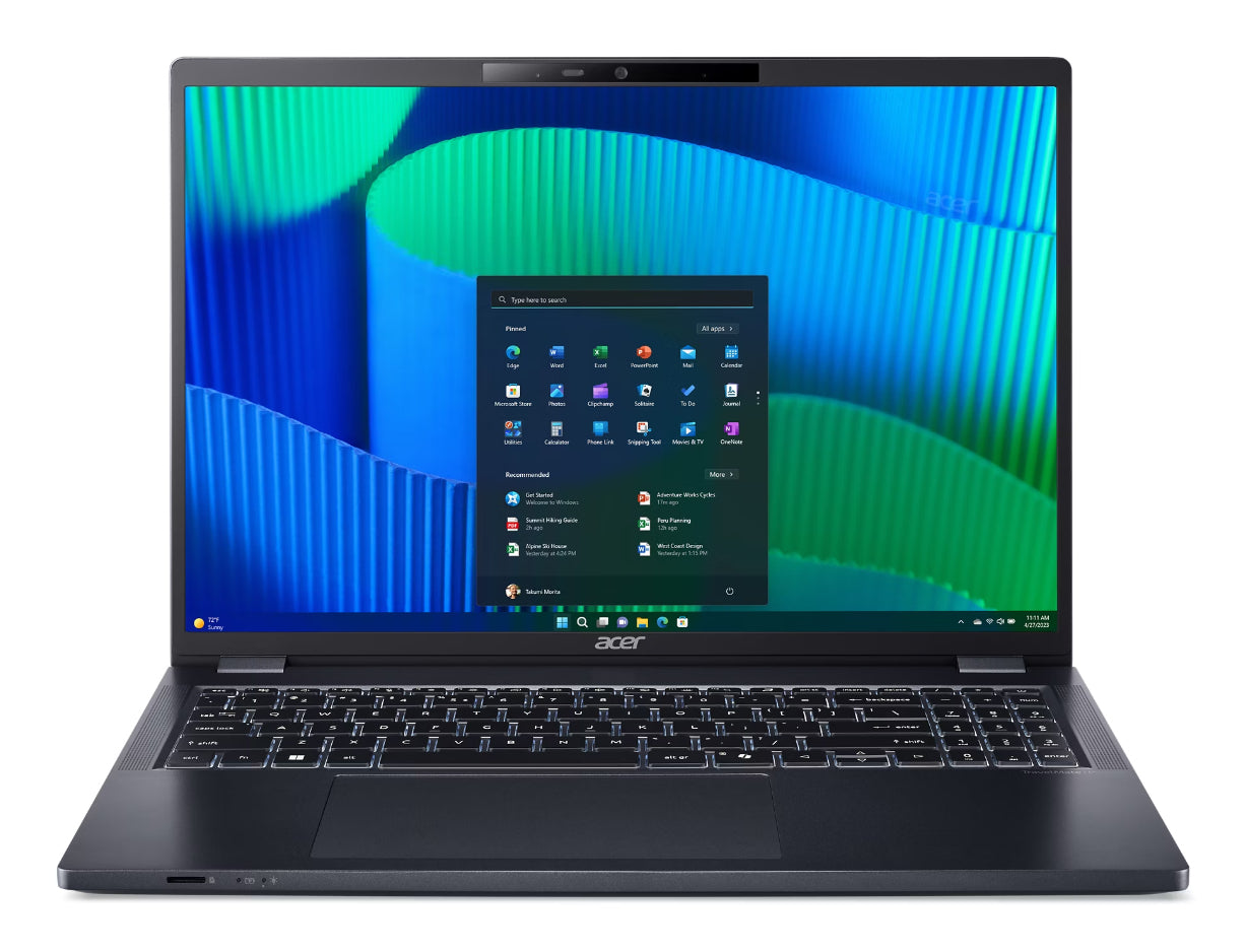 Acer TravelMate P4 TMP416-53-795G Copilot+ PC Intel Core Ultra 7 155U Laptop 16" WUXGA 16 GB DDR5-SDRAM 1 TB SSD Wi-Fi 6 (802.11ax) Windows 11 Pro Blue