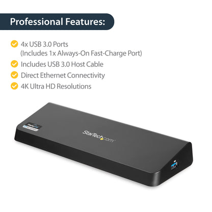 StarTech.com USB3DOCKHDPC laptop dock/port replicator Wired USB 3.2 Gen 1 (3.1 Gen 1) Type-B Black