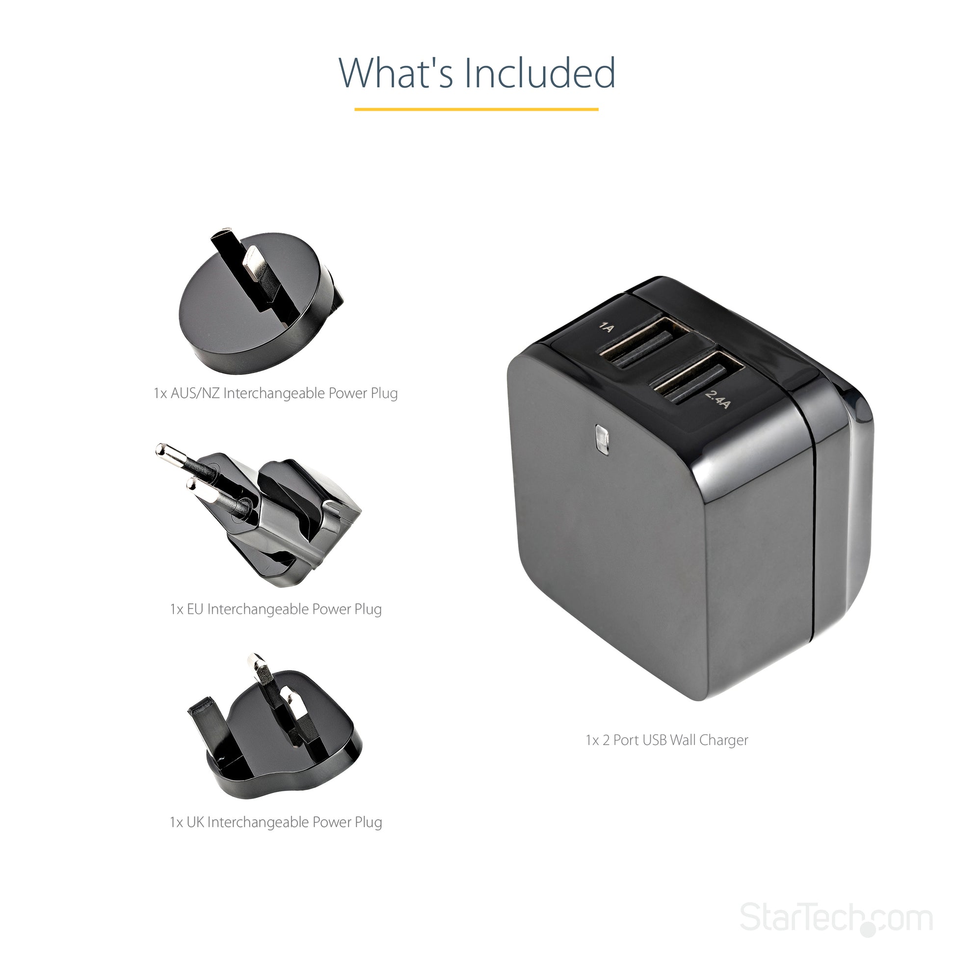StarTech.com USB2PACBK mobile device charger Mobile phone, Smartphone, Tablet Black AC Indoor