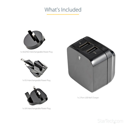 StarTech.com USB2PACBK mobile device charger Mobile phone, Smartphone, Tablet Black AC Indoor