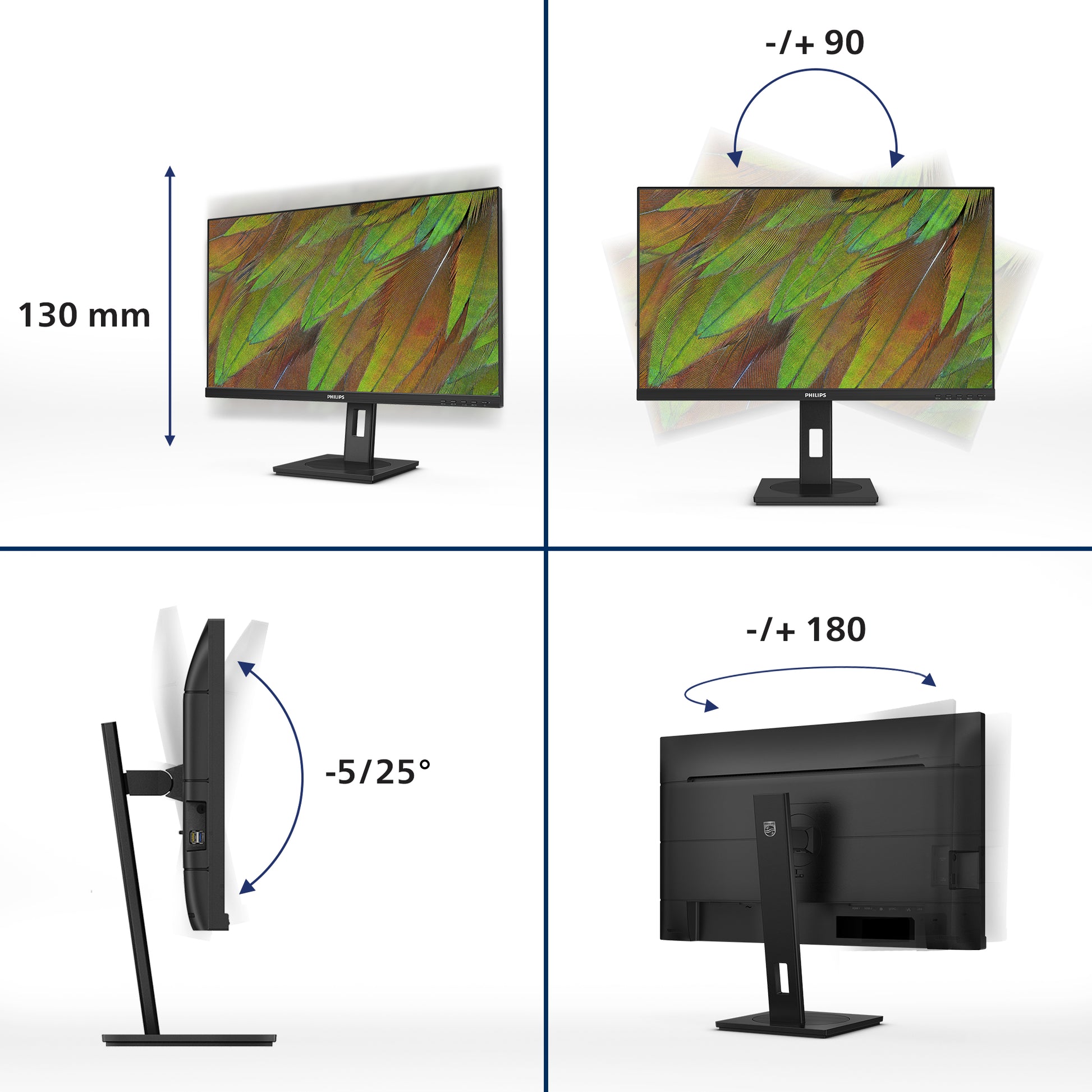 Philips 3000 series 27B1U3900/75 computer monitor 27" 3840 x 2160 pixels 4K Ultra HD LCD Black