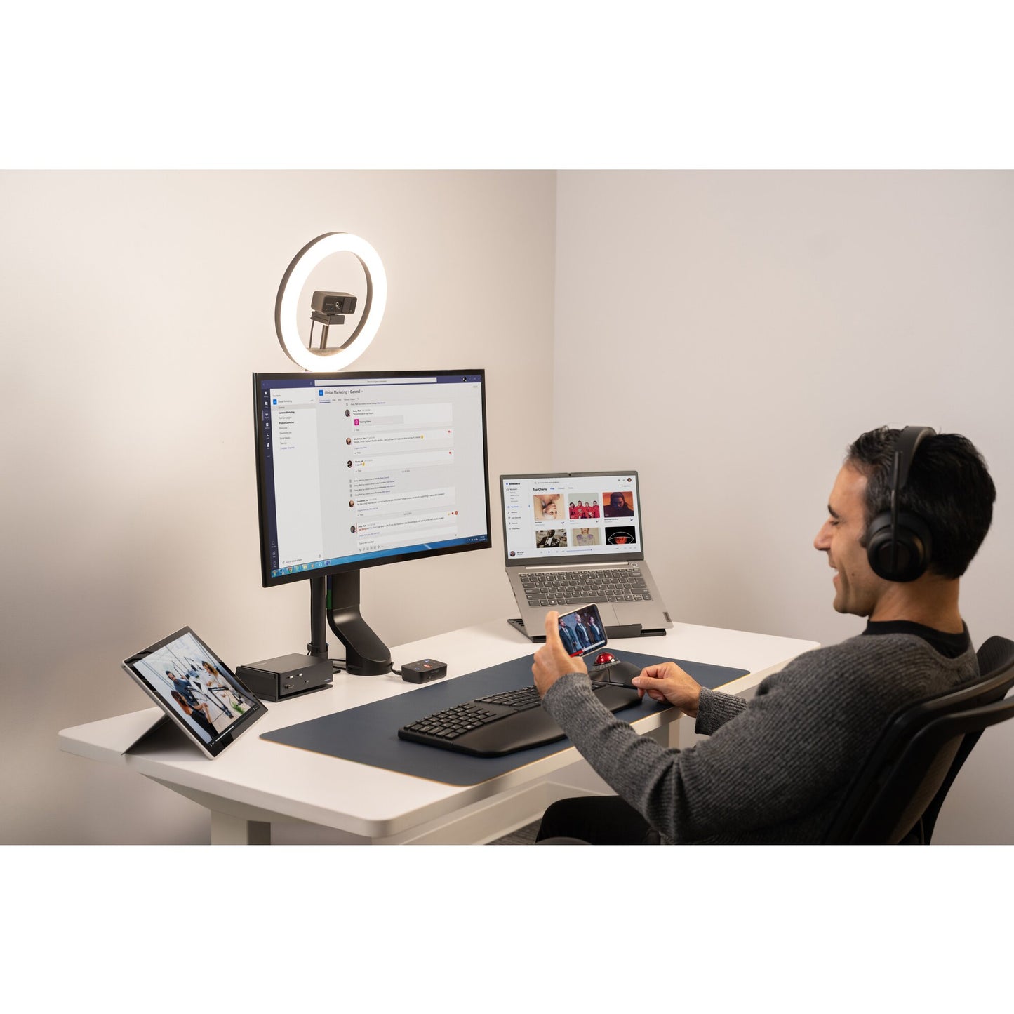 Kensington H3000 Headset Wireless Head-band Gaming USB Type-C Bluetooth Black