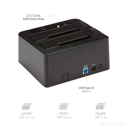 StarTech.com SDOCK2U313 storage drive docking station USB 3.2 Gen 2 (3.1 Gen 2) Type micro-B Black