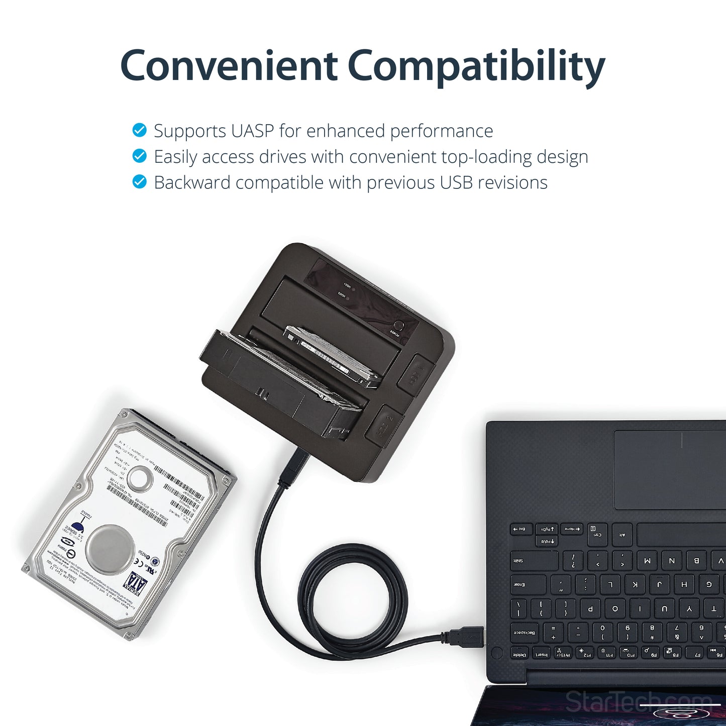 StarTech.com SDOCK2U313 storage drive docking station USB 3.2 Gen 2 (3.1 Gen 2) Type micro-B Black