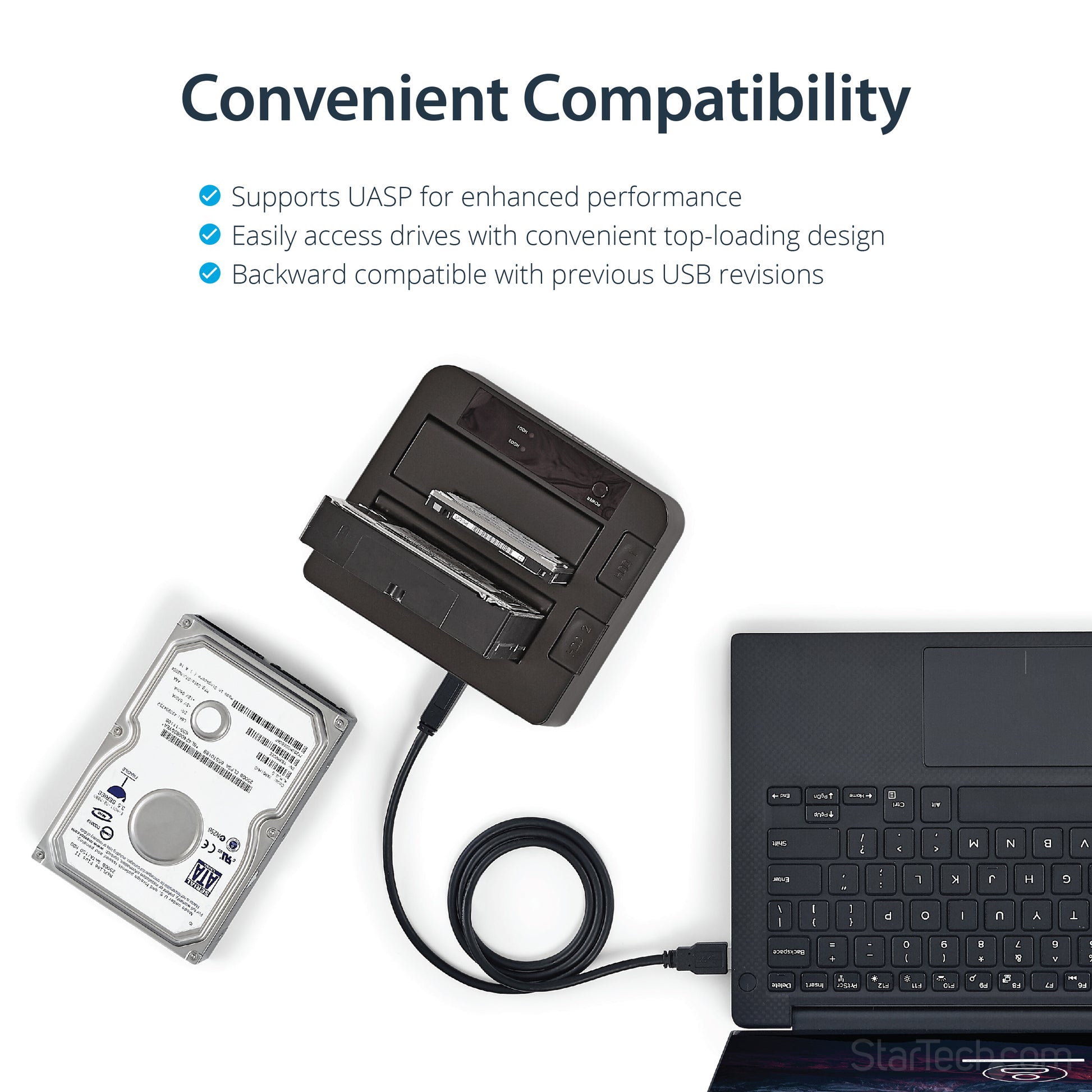 StarTech.com SDOCK2U313 storage drive docking station USB 3.2 Gen 2 (3.1 Gen 2) Type micro-B Black