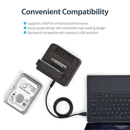 StarTech.com SDOCK2U313 storage drive docking station USB 3.2 Gen 2 (3.1 Gen 2) Type micro-B Black