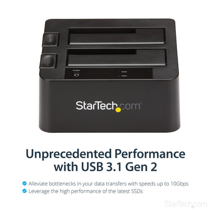 StarTech.com SDOCK2U313 storage drive docking station USB 3.2 Gen 2 (3.1 Gen 2) Type micro-B Black