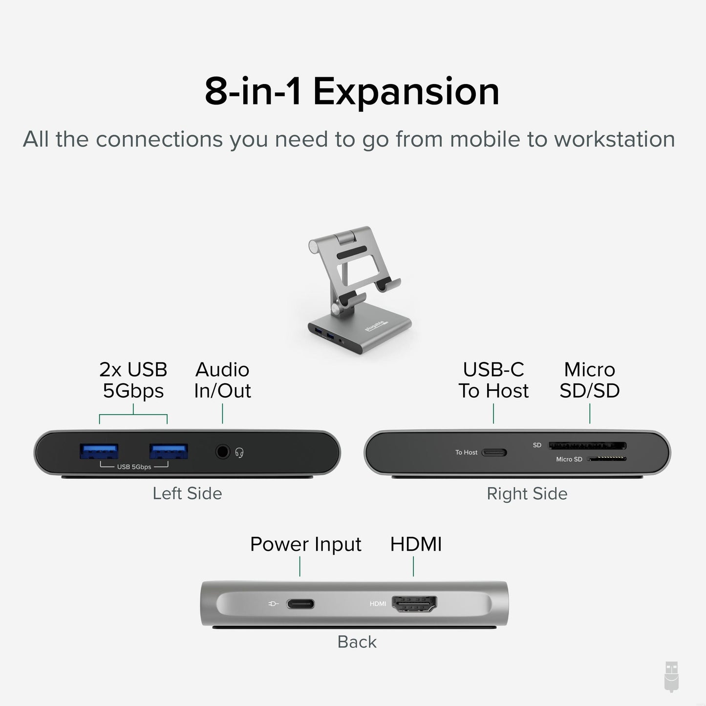 Plugable Technologies UDS-7IN1 multimedia cart/stand Silver Tablet Multimedia stand