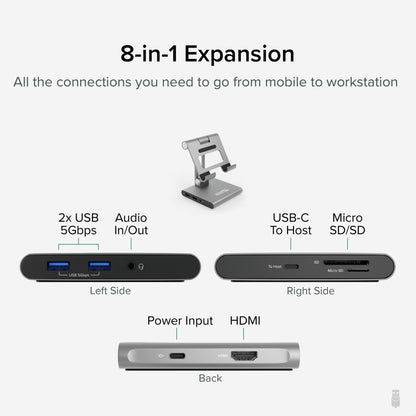 Plugable Technologies UDS-7IN1 multimedia cart/stand Silver Tablet Multimedia stand