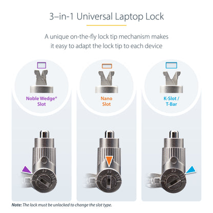 StarTech.com UNIVKA25-LAPTOP-LOCK cable lock Black 78.7" (2 m)