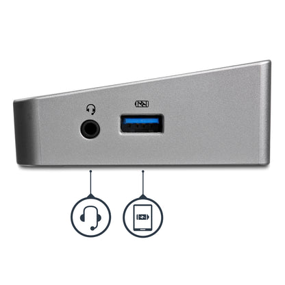 StarTech.com USB3DOCKH2DP laptop dock/port replicator Wired USB 3.2 Gen 1 (3.1 Gen 1) Type-A Black, Silver