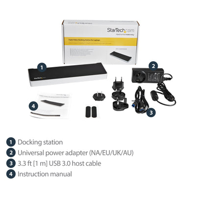 StarTech.com USB3DOCKH2DP laptop dock/port replicator Wired USB 3.2 Gen 1 (3.1 Gen 1) Type-A Black, Silver