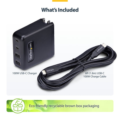 StarTech.com 2210GCN-WALL-CHARGER mobile device charger Universal Black AC Fast charging Indoor