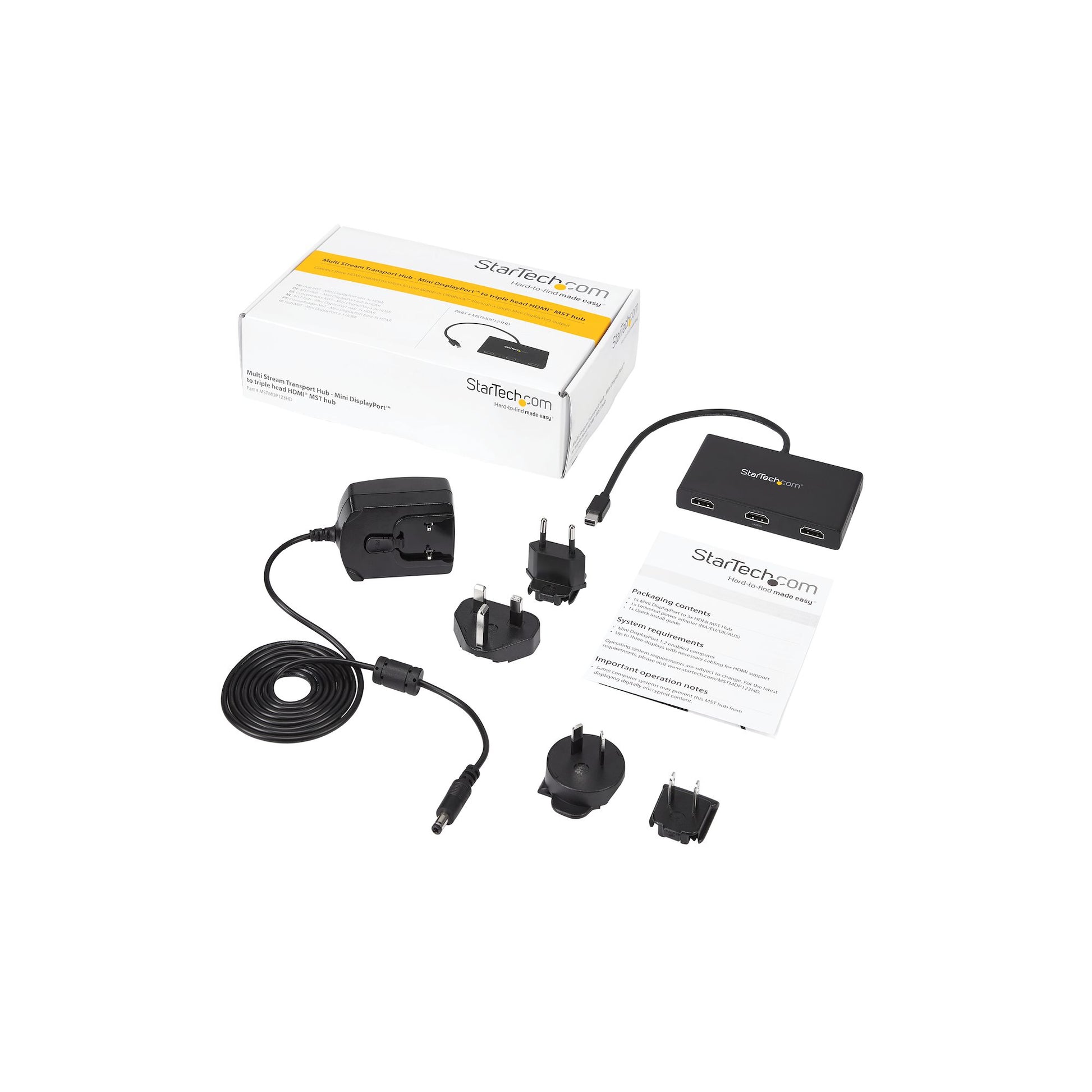 StarTech.com MSTMDP123HD video splitter Mini DisplayPort 3x HDMI