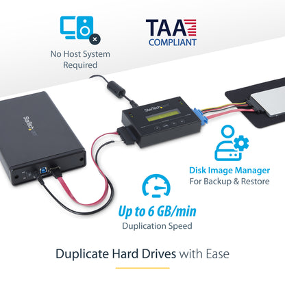 StarTech.com SATDUP11IMG media duplicator HDD/SSD duplicator Black