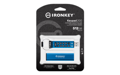 Kingston Technology IronKey Keypad 200 USB flash drive 512 GB USB Type-A 3.2 Gen 1 (3.1 Gen 1) Blue