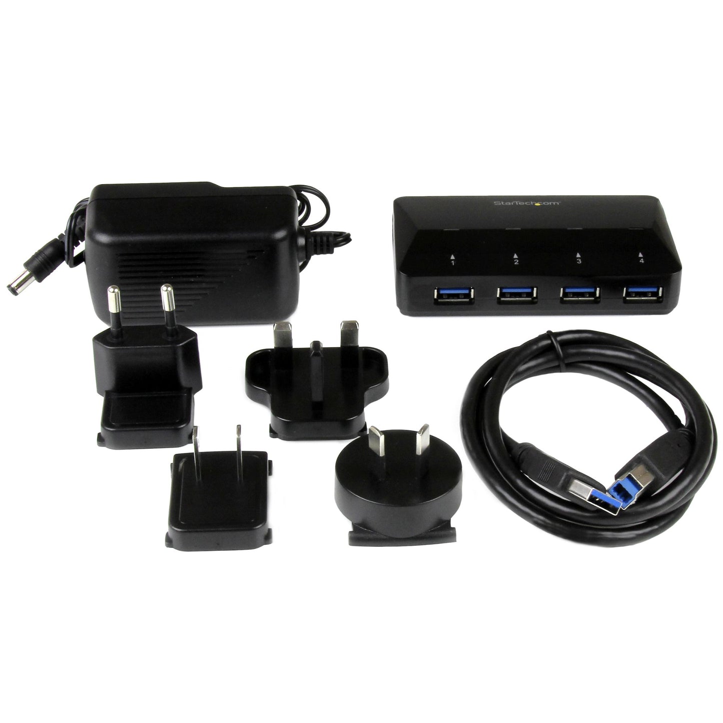 StarTech.com ST53004U1C interface hub USB 3.2 Gen 1 (3.1 Gen 1) Type-B 5000 Mbit/s Black