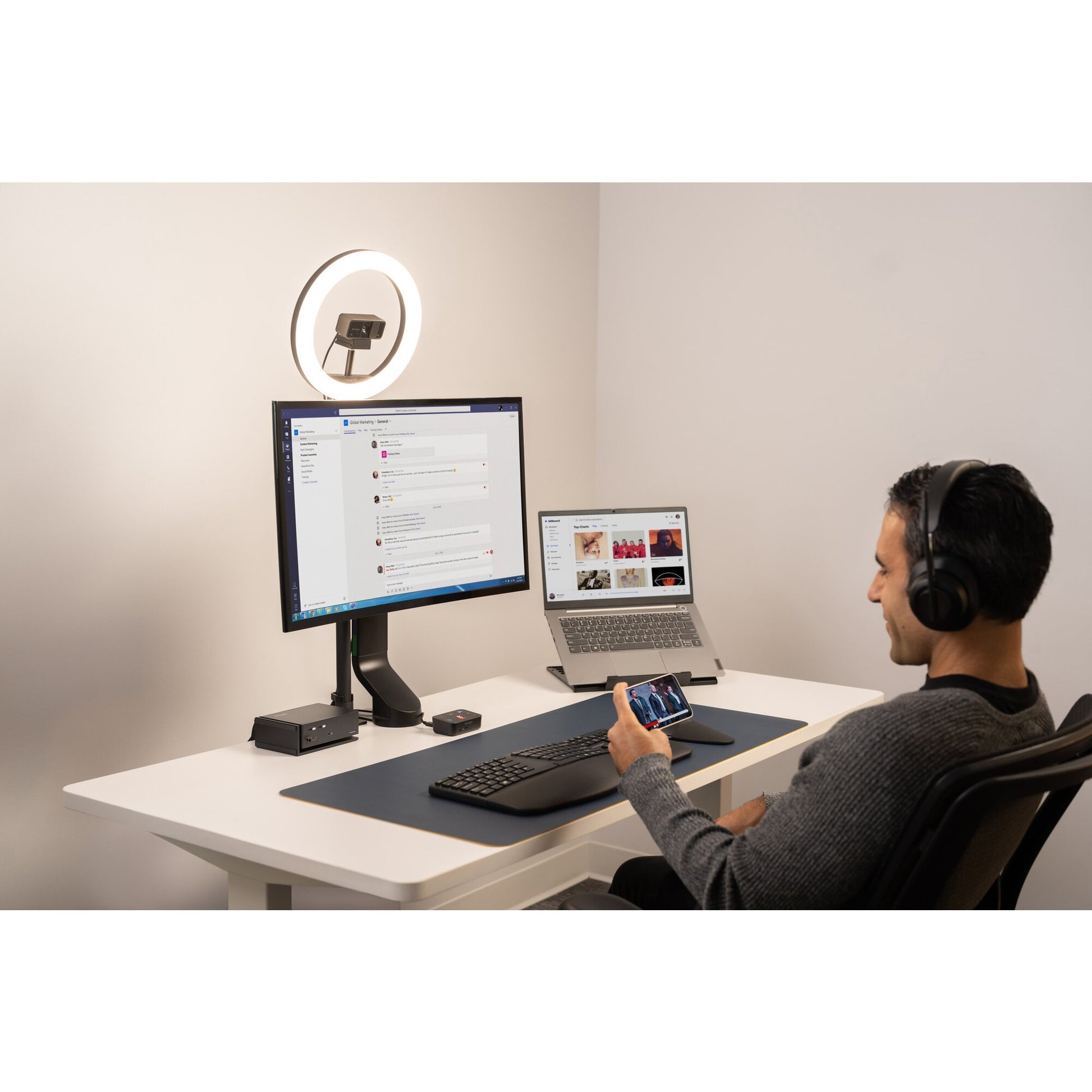 Kensington H3000 Headset Wireless Head-band Gaming USB Type-C Bluetooth Black