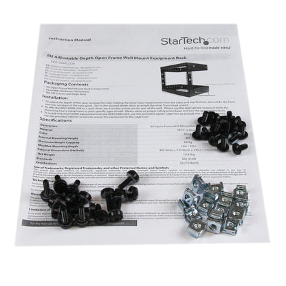 StarTech.com RK812WALLO rack cabinet 8U Wall mounted rack Black