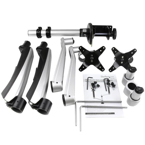 StarTech.com ARMDUAL30 monitor mount / stand 30" Desk Black, Silver