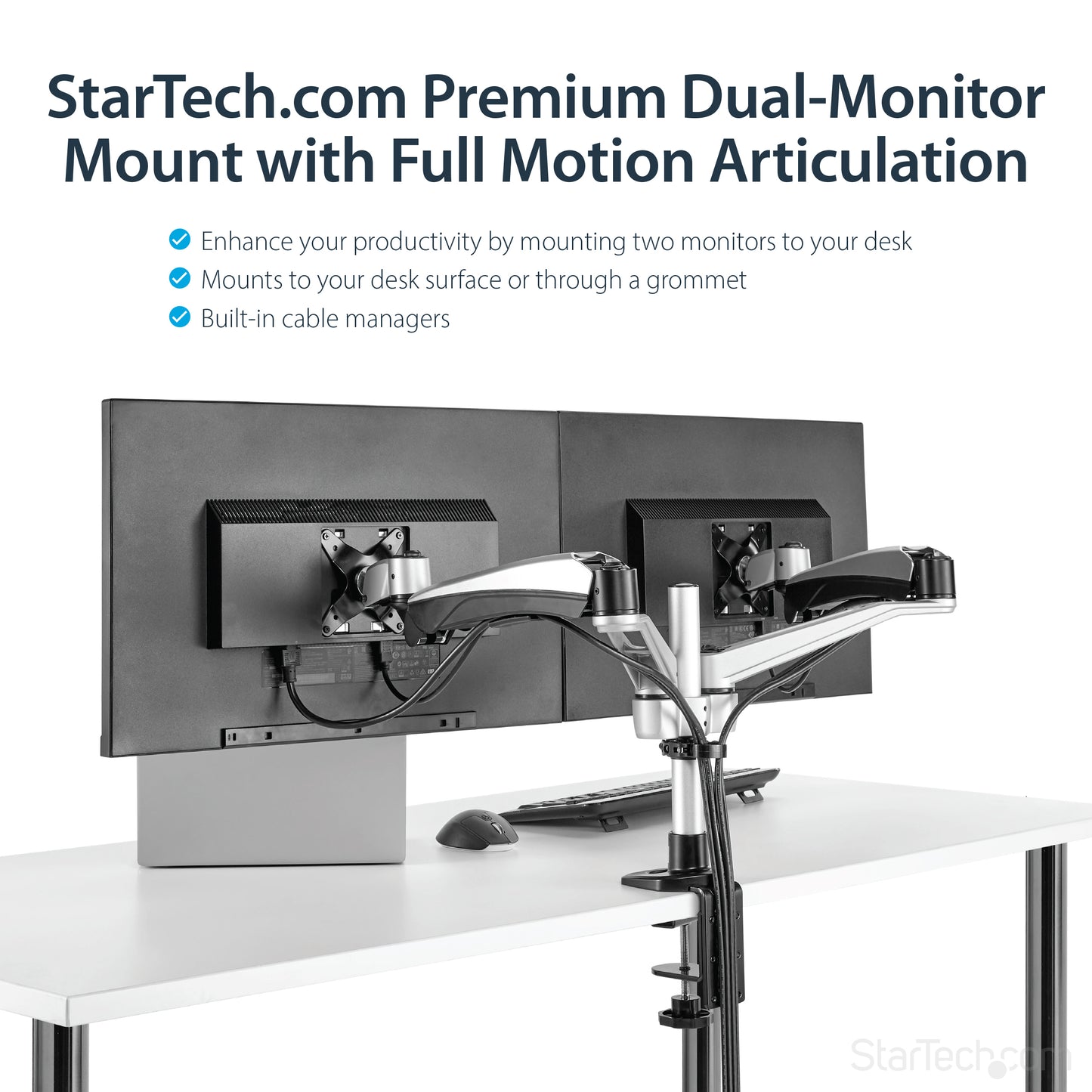 StarTech.com ARMDUAL30 monitor mount / stand 30" Desk Black, Silver