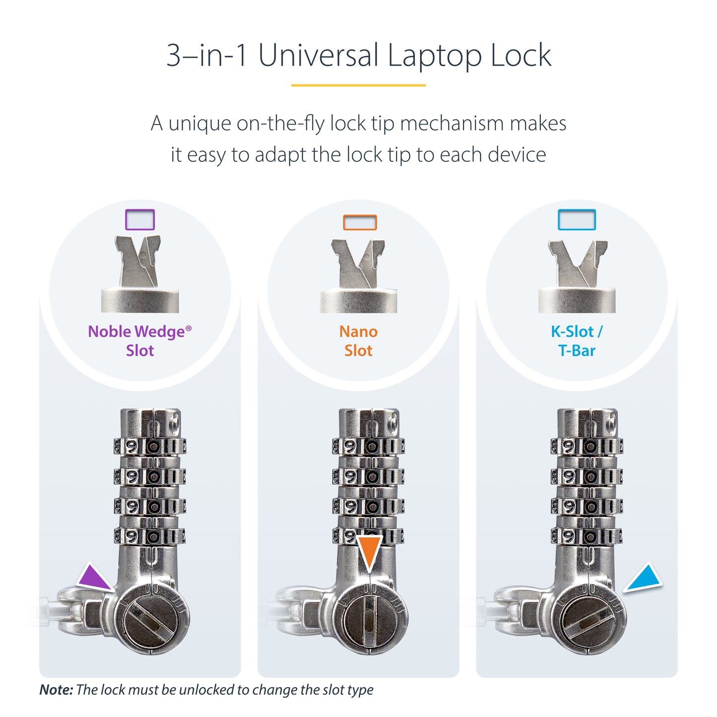 StarTech.com UNIVCS25-LAPTOP-LOCK cable lock Black, Silver 78.7" (2 m)