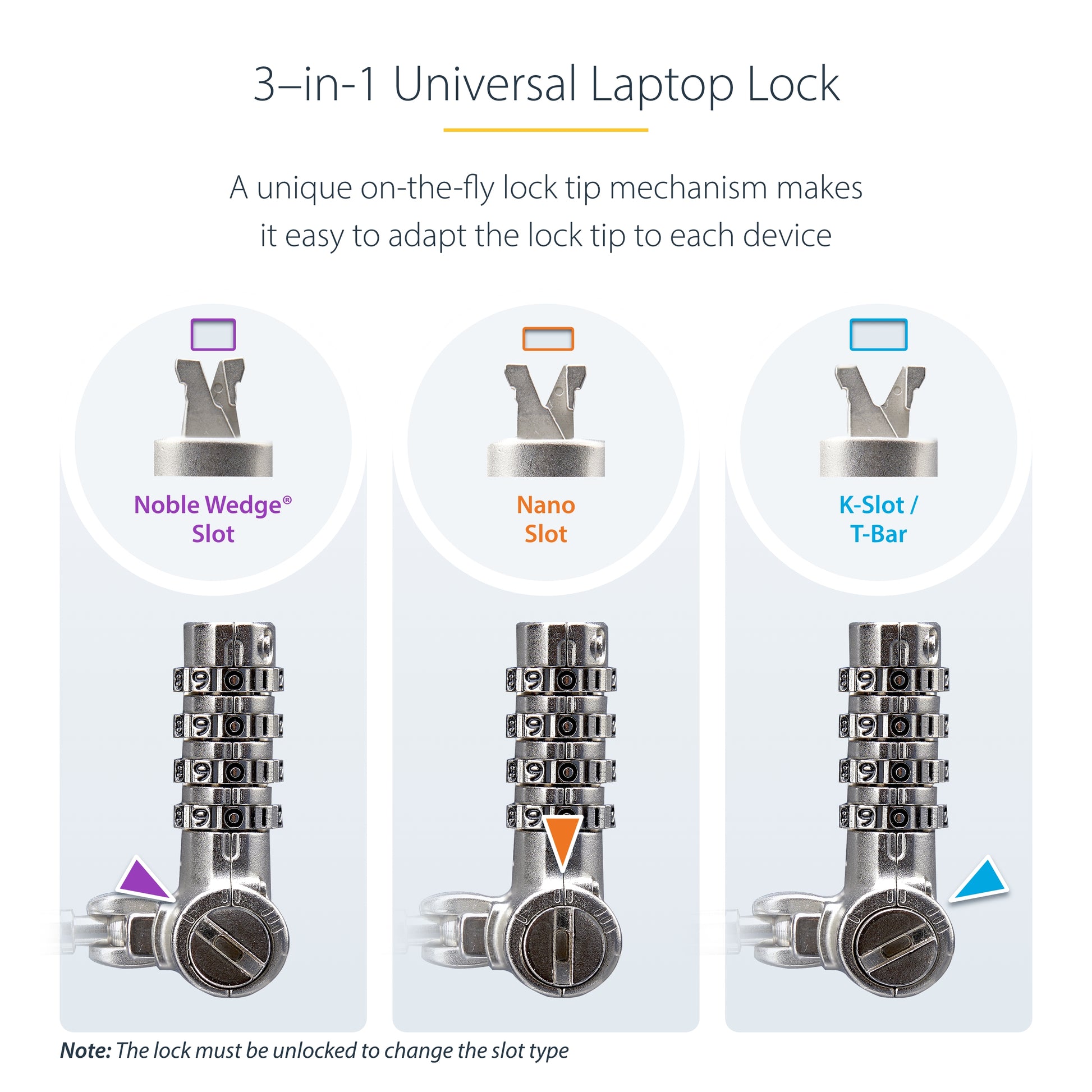 StarTech.com UNIVCS25-LAPTOP-LOCK cable lock Black, Silver 78.7" (2 m)