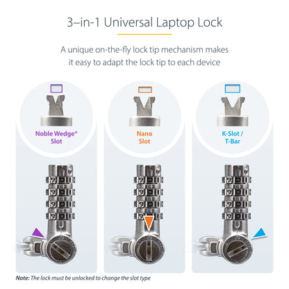 StarTech.com UNIVCS25-LAPTOP-LOCK cable lock Black, Silver 78.7" (2 m)
