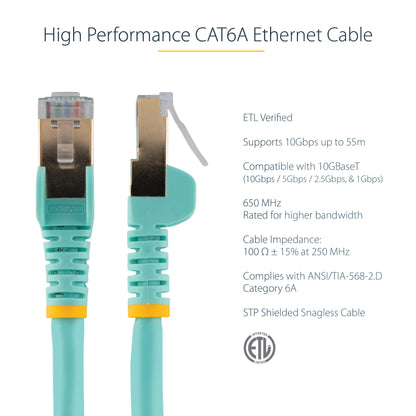 StarTech.com C6ASPAT35AQ networking cable Aqua color 358.3" (9.1 m) Cat6a