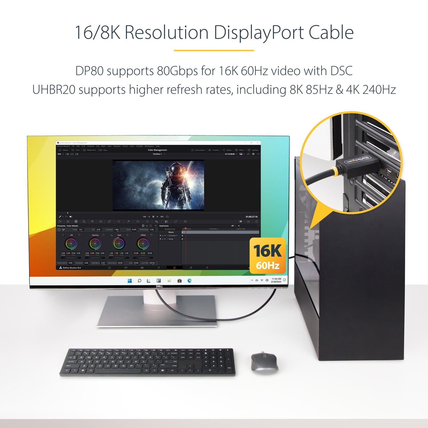 StarTech.com DP21-3F-DP80-CABLE DisplayPort cable 35.4" (0.9 m) Black