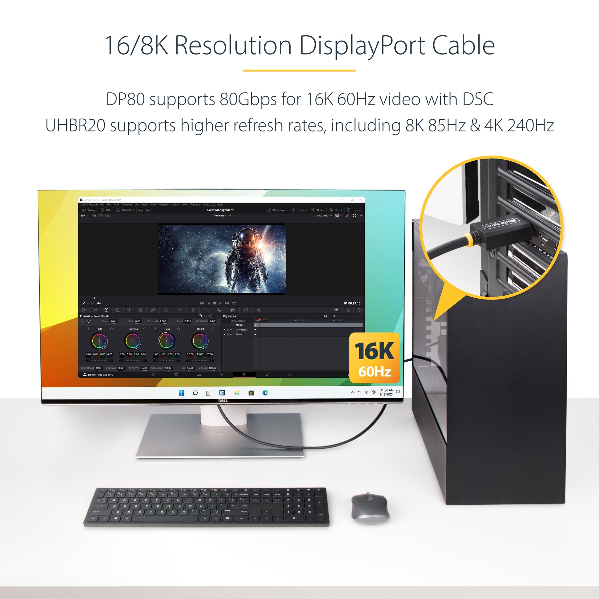StarTech.com DP21-3F-DP80-CABLE DisplayPort cable 35.4" (0.9 m) Black