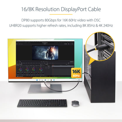 StarTech.com DP21-3F-DP80-CABLE DisplayPort cable 35.4" (0.9 m) Black