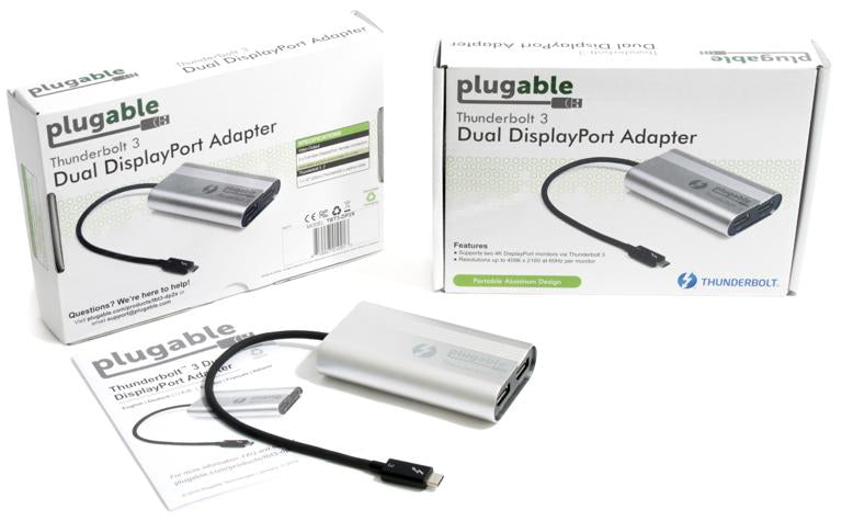 Plugable Technologies TBT3-DP2X USB graphics adapter 5120 x 2880 pixels Black, Silver