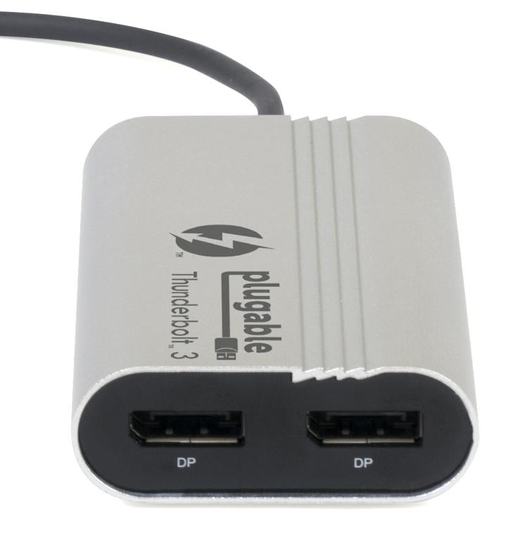 Plugable Technologies TBT3-DP2X USB graphics adapter 5120 x 2880 pixels Black, Silver