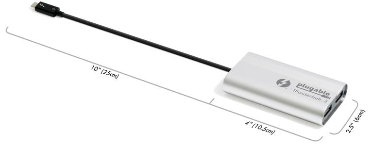 Plugable Technologies TBT3-DP2X USB graphics adapter 5120 x 2880 pixels Black, Silver