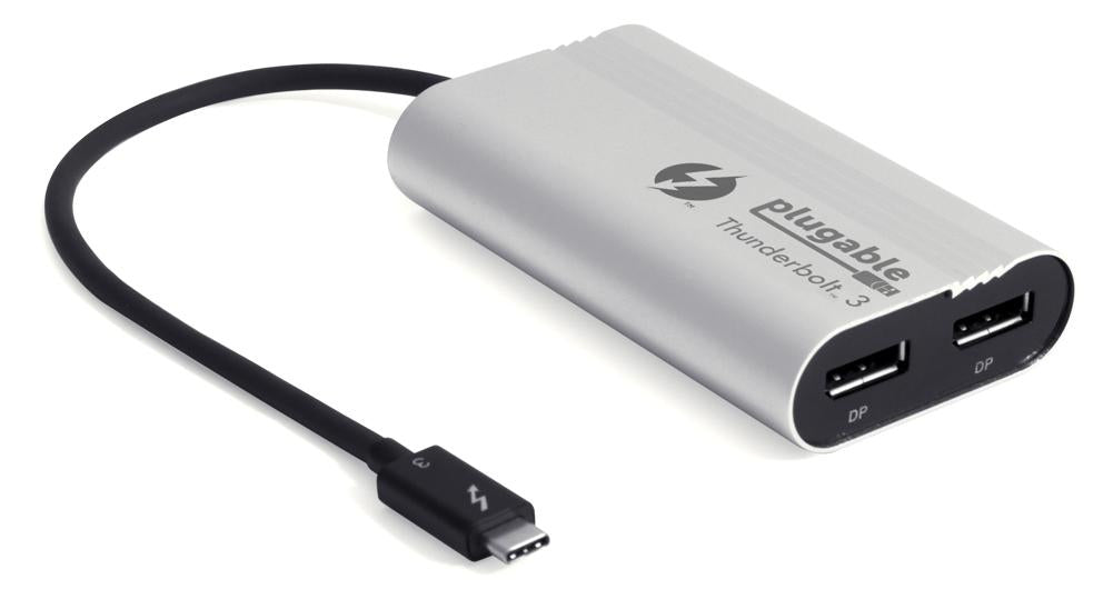 Plugable Technologies TBT3-DP2X USB graphics adapter 5120 x 2880 pixels Black, Silver