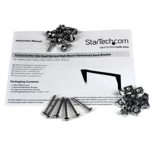 StarTech.com RK419WALLV rack cabinet 4U Wall mounted rack Black