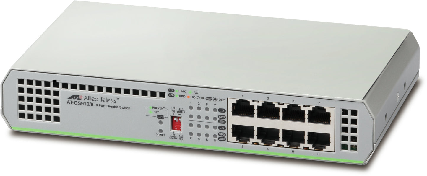 Allied Telesis GS910/8 Unmanaged Gigabit Ethernet (10/100/1000) Gray